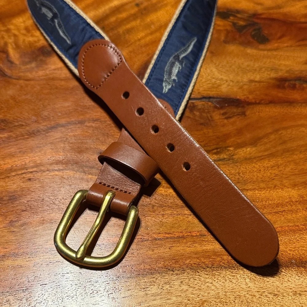 Kids' Crocodile Print Belt with Gold Buckle
